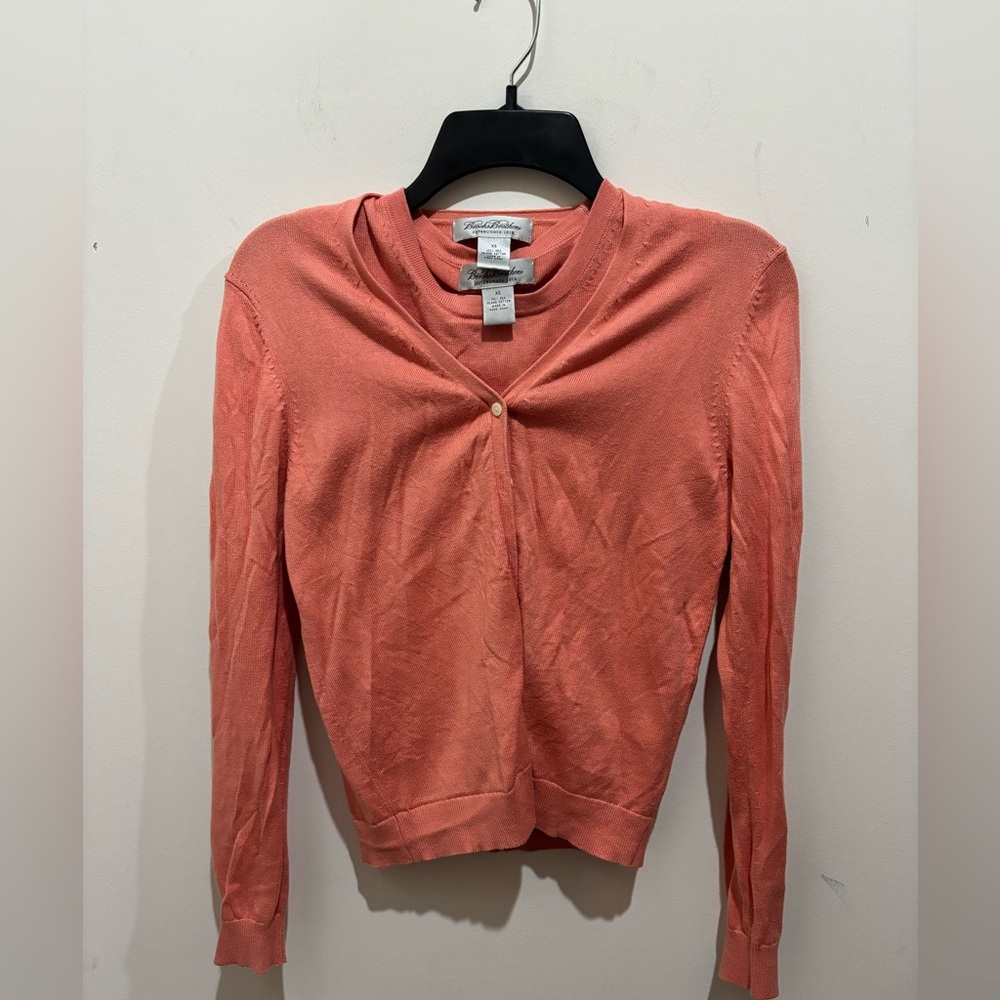 Brooks Brothers Peachy Coral Sea Island Cotton Sweater Set, Women’s XS/4